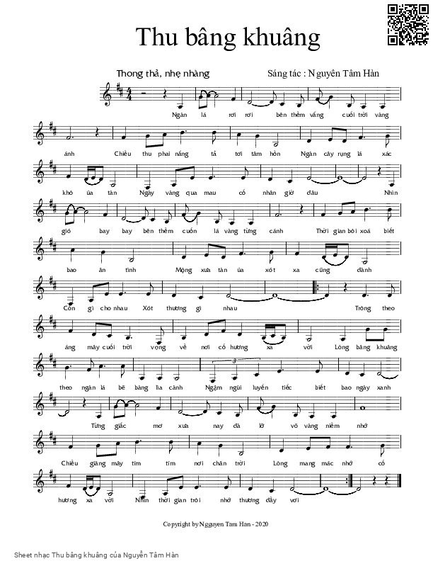 Sheet PDF of Thu bâng khuâng