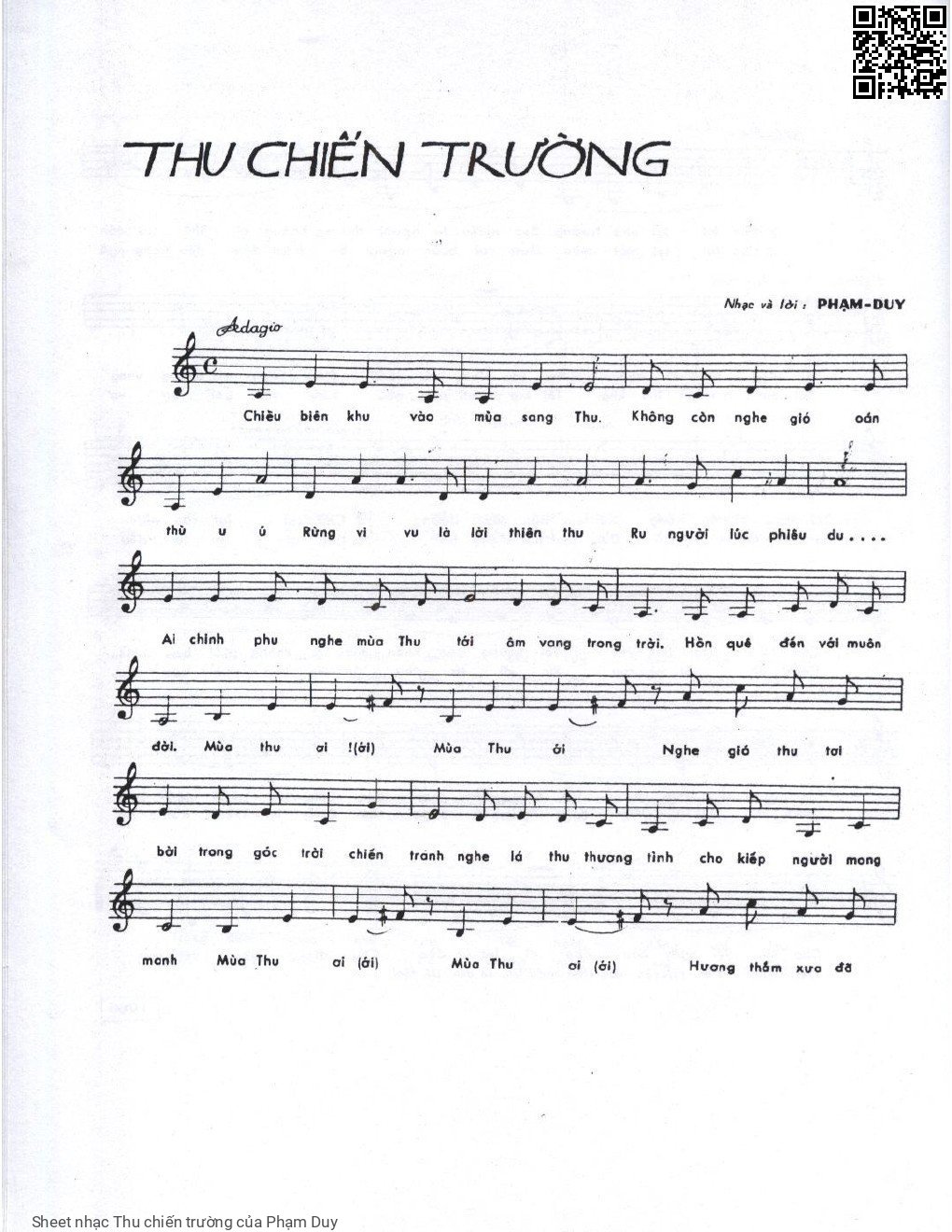 Sheet PDF of Thu chiến trường