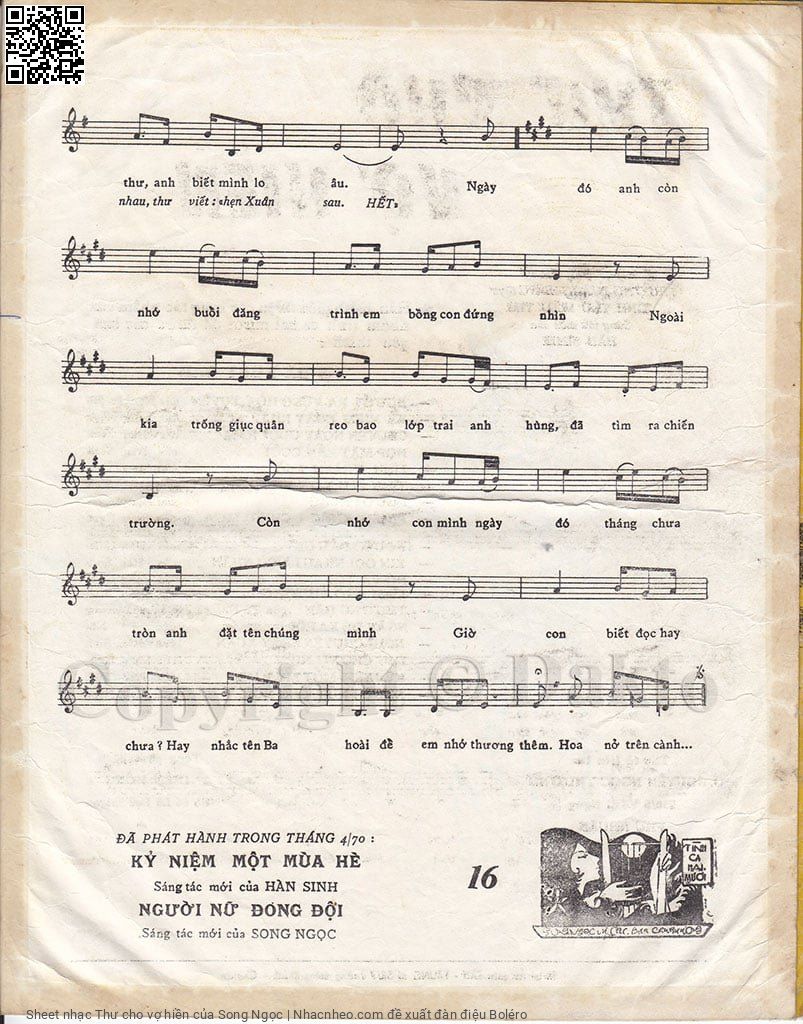 Page 3 of Sheet music PDF Thư cho vợ hiền - Song Ngọc