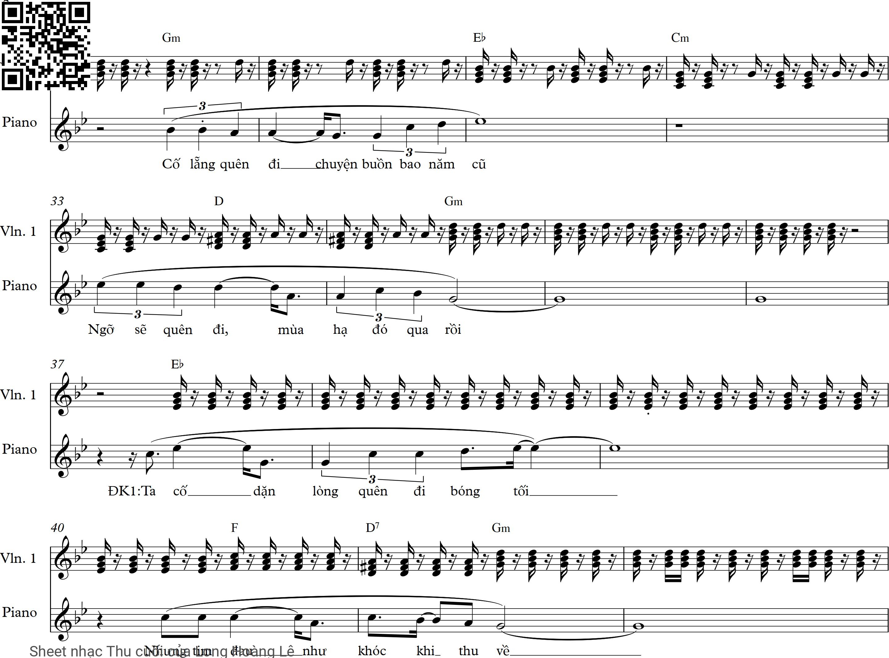 Page 2 of Sheet music PDF Thu cuối - Long Hoàng Lê