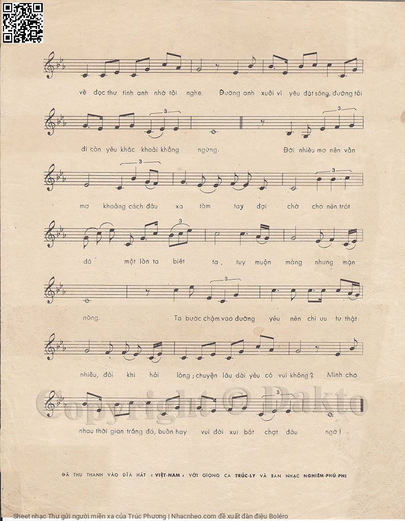 Page 3 of Sheet music PDF Thư gửi người miền xa - Trúc Phương