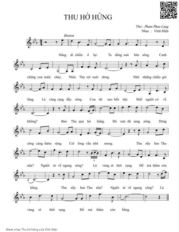 Page 1 of Sheet music PDF Thu hờ hững - Vĩnh Điện