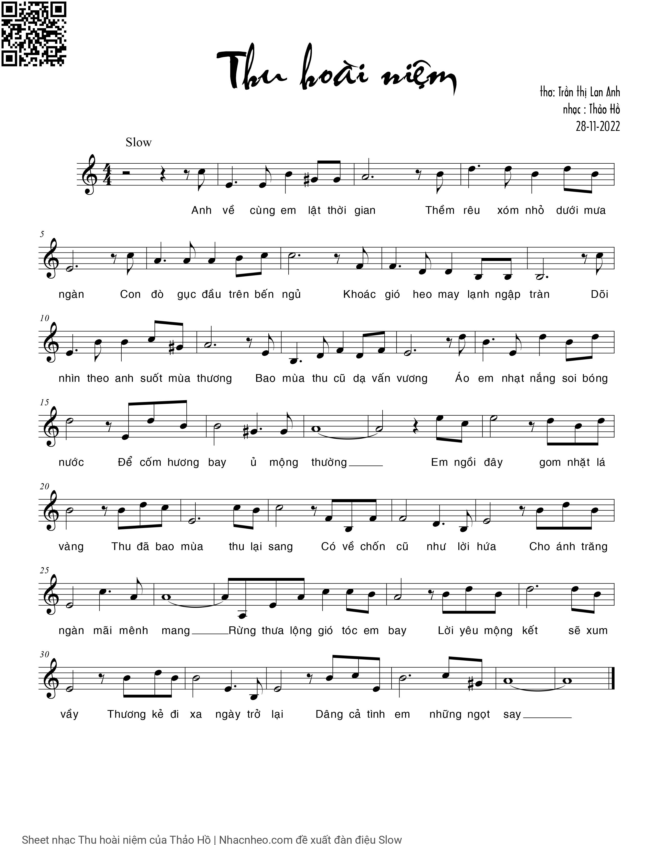 Sheet PDF of Thu hoài niệm