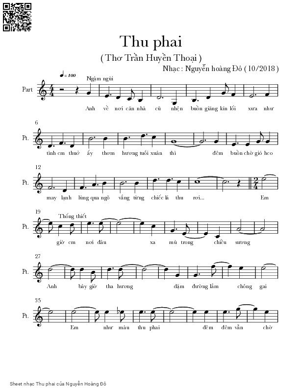 Sheet PDF of Thu phai - Nguyễn Hoàng Đô