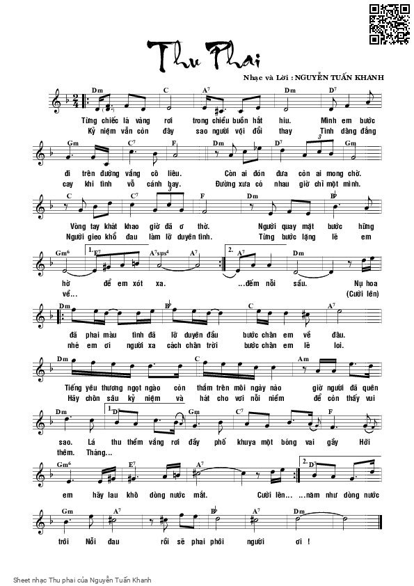 Sheet PDF of Thu phai - Nguyễn Tuấn Khanh