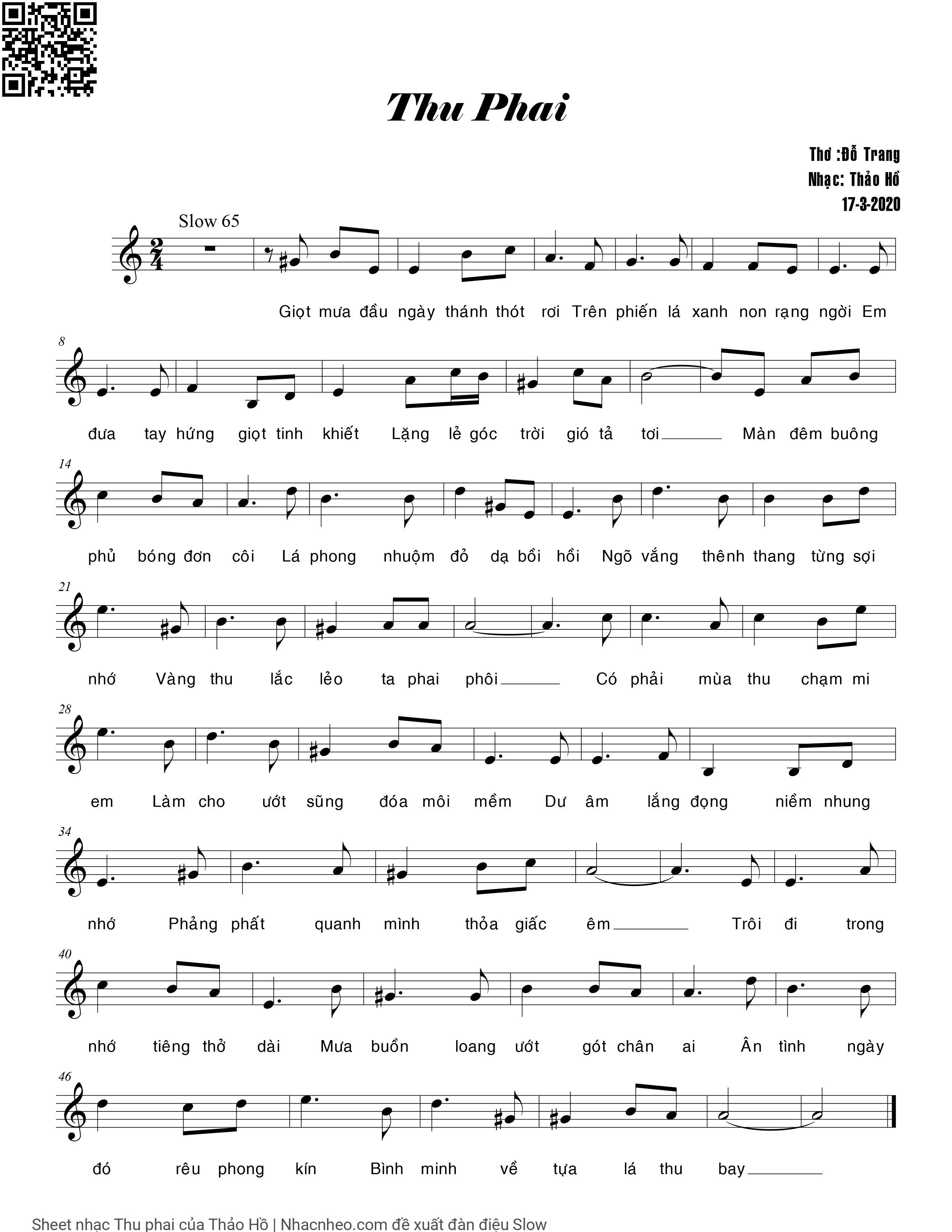 Sheet PDF of Thu phai - Thảo Hồ