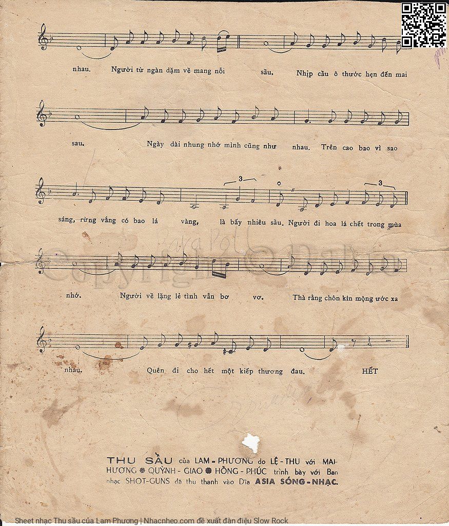 Page 3 of Sheet music PDF Thu sầu - Lam Phương