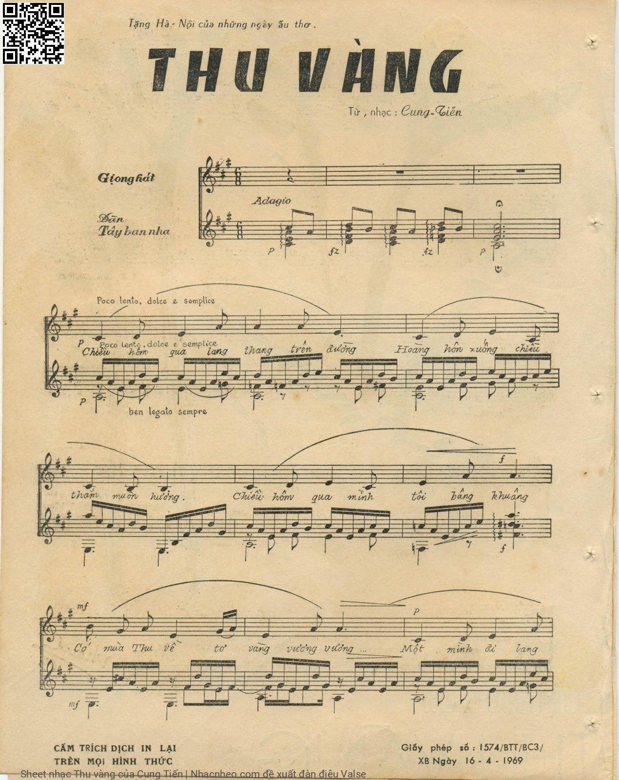 Page 2 of Sheet music PDF Thu vàng - Cung Tiến