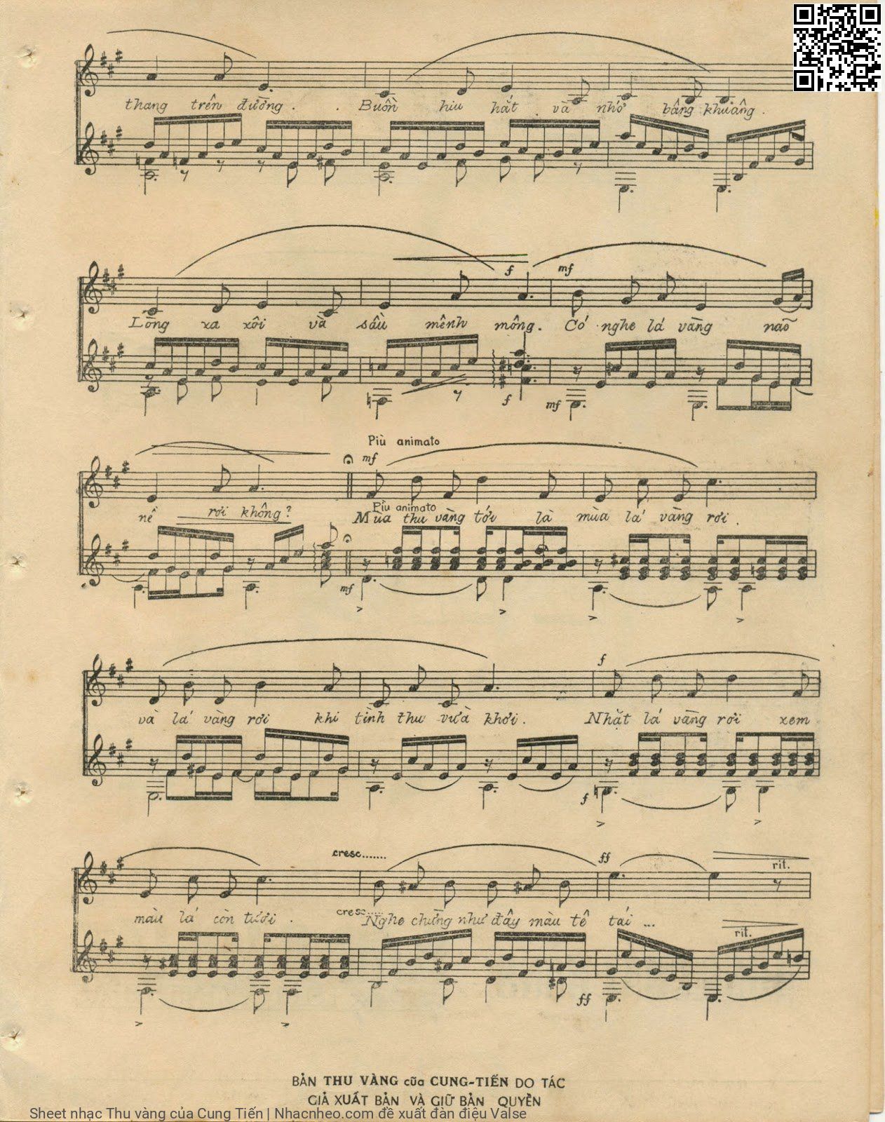 Page 3 of Sheet music PDF Thu vàng - Cung Tiến