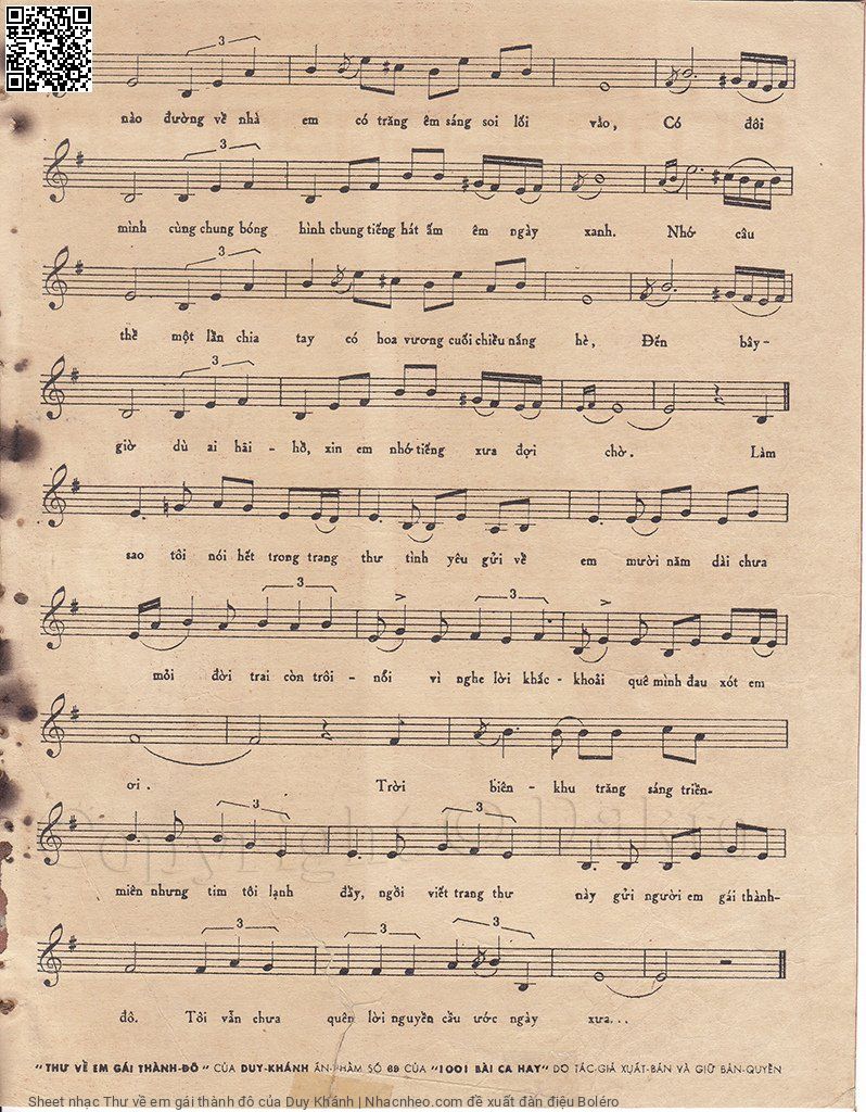 Page 3 of Sheet music PDF Thư về em gái thành đô - Duy Khánh