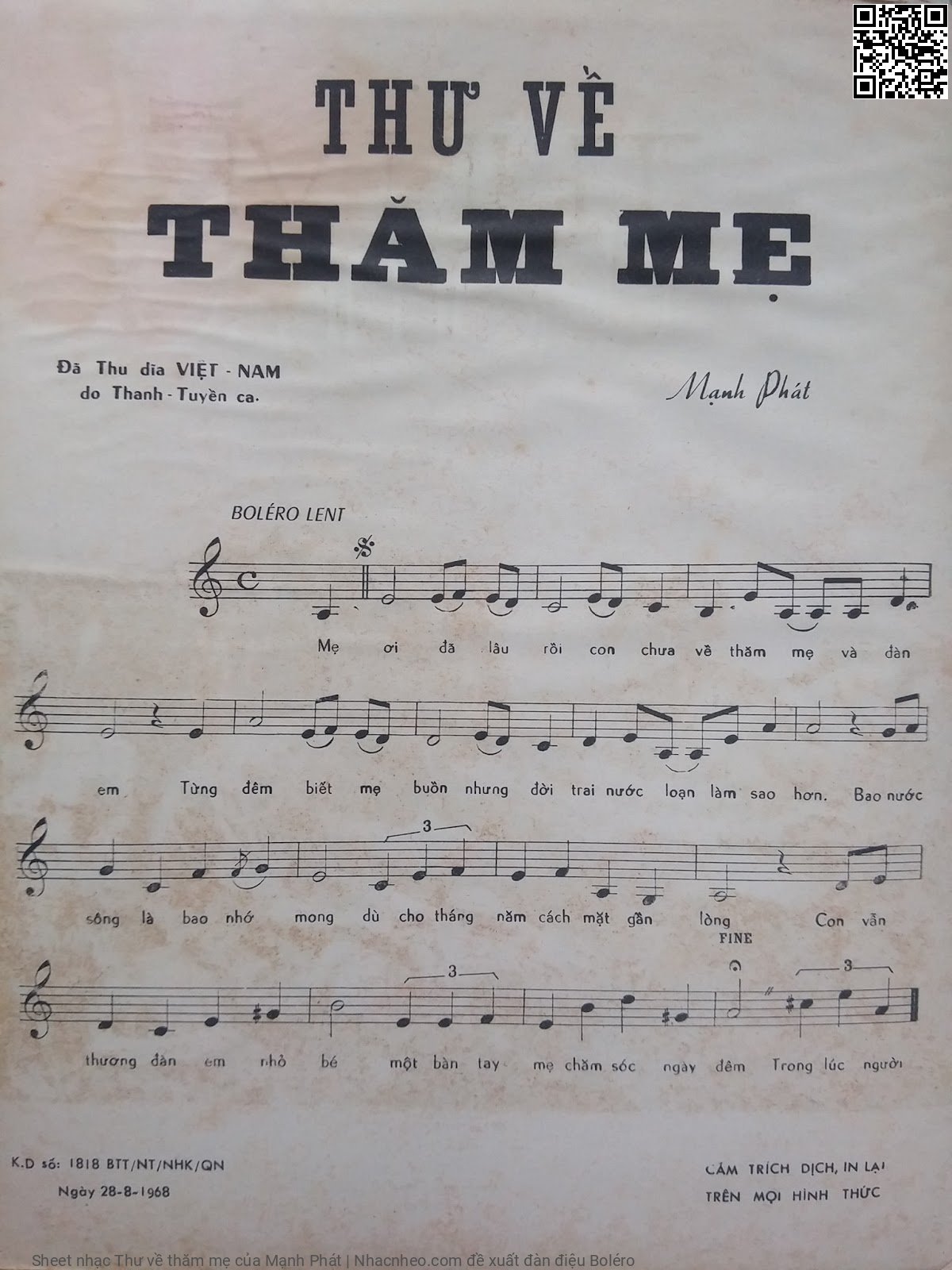 Page 2 of Sheet music PDF Thư về thăm mẹ - Mạnh Phát
