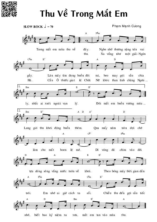 Page 4 of Sheet music PDF Thu về trong mắt em - Phạm Mạnh Cương