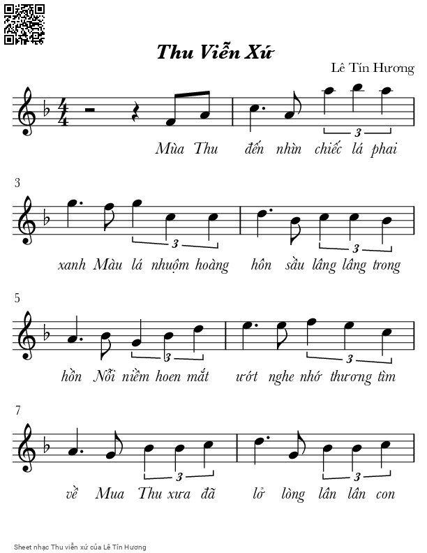 Sheet PDF of Thu viễn xứ