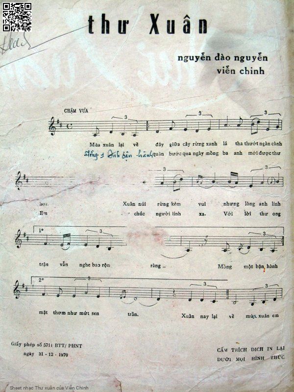 Page 2 of Sheet music PDF Thư xuân - Viễn Chinh