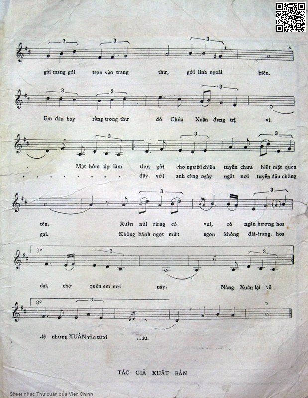 Page 3 of Sheet music PDF Thư xuân - Viễn Chinh