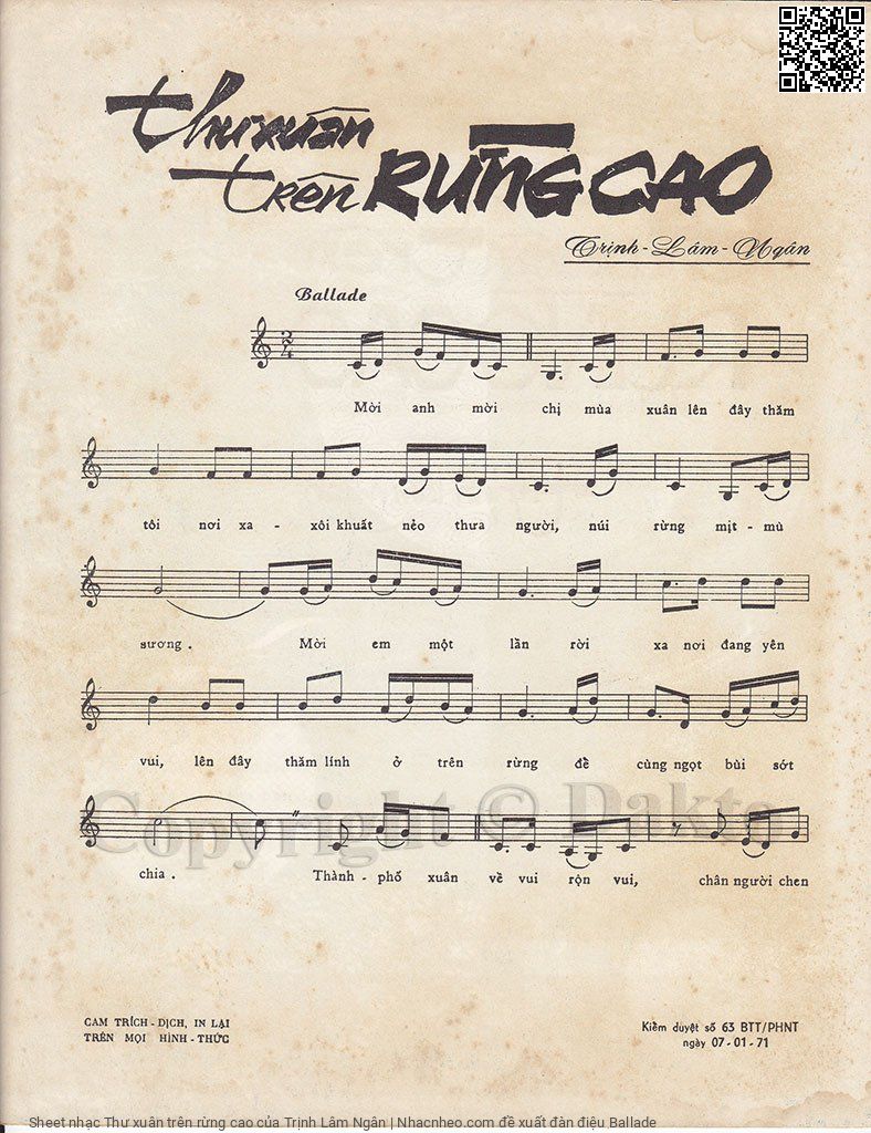 Page 2 of Sheet music PDF Thư xuân trên rừng cao - Trịnh Lâm Ngân