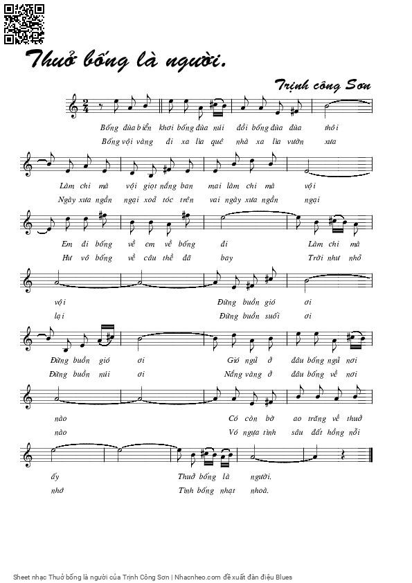 Page 1 of Sheet music PDF Thuở bống là người - Trịnh Công Sơn