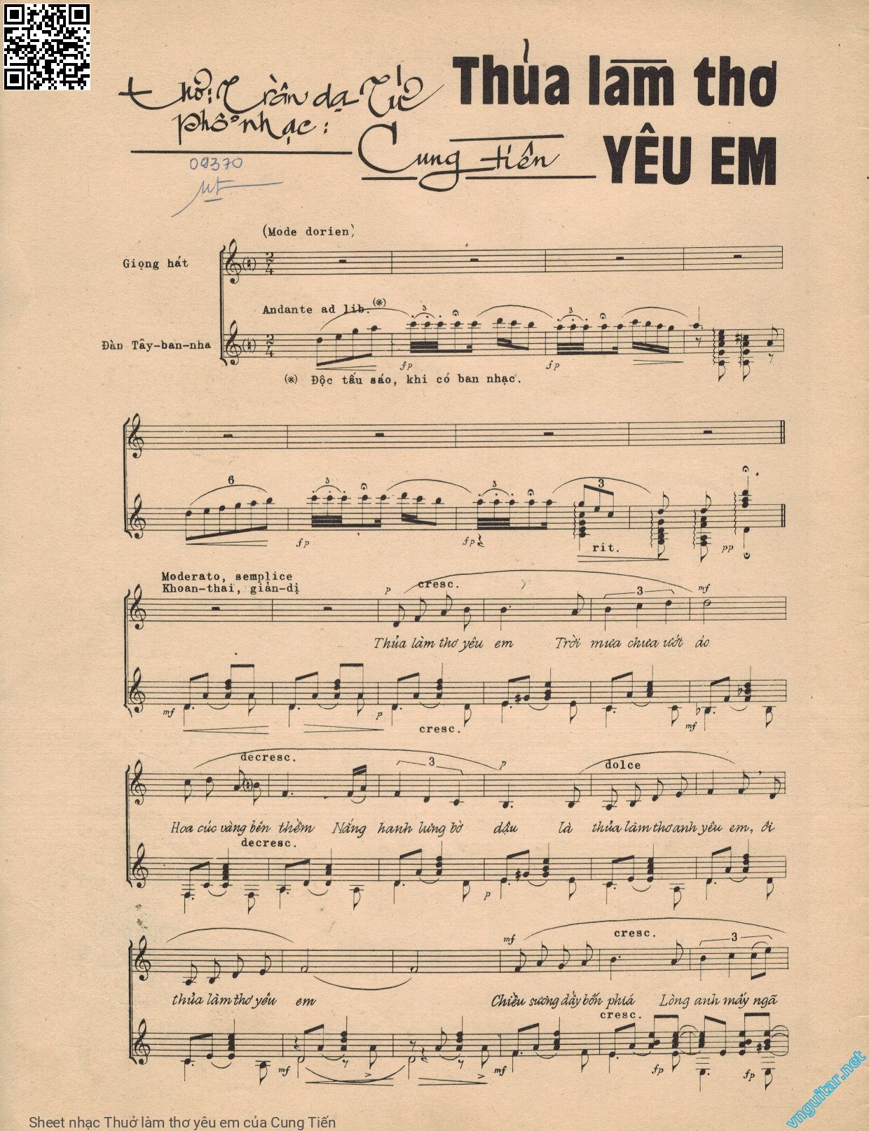 Page 2 of Sheet music PDF Thuở làm thơ yêu em - Cung Tiến