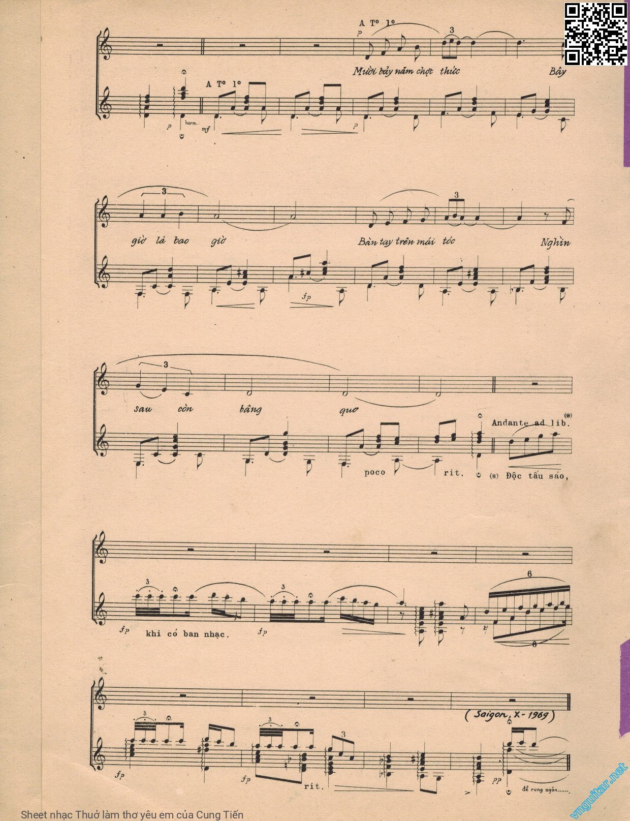 Page 5 of Sheet music PDF Thuở làm thơ yêu em - Cung Tiến