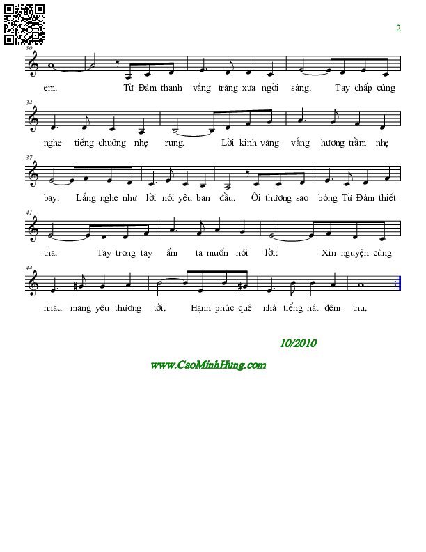 Trời thu thanh vắng muôn cây trầm lắng, Trang 2