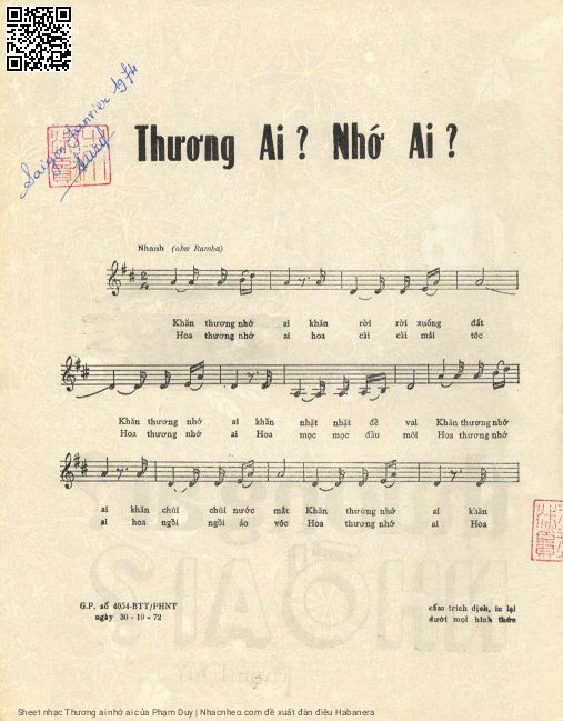 Page 2 of Sheet music PDF Thương ai nhớ ai - Phạm Duy