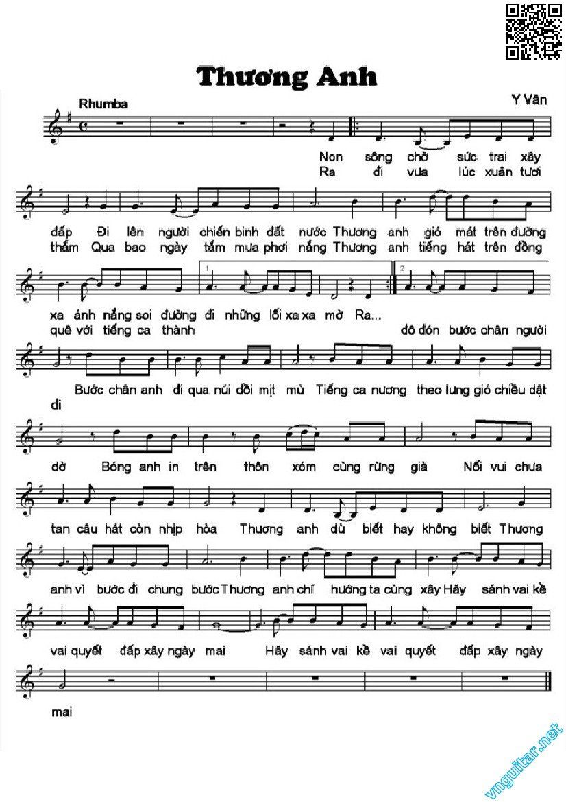 Page 2 of Sheet music PDF Thương anh - Y Vân