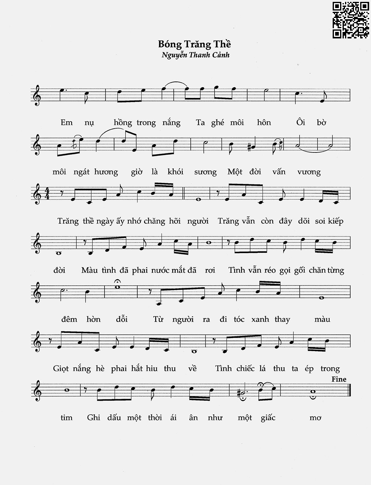 Page 2 of Sheet music PDF Bóng trăng thề - Nguyễn Thanh Cảnh