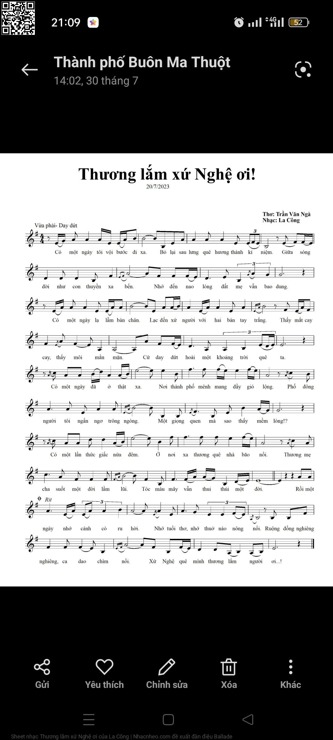 Page 2 of Sheet music PDF Thương lắm xứ Nghệ ơi - La Công