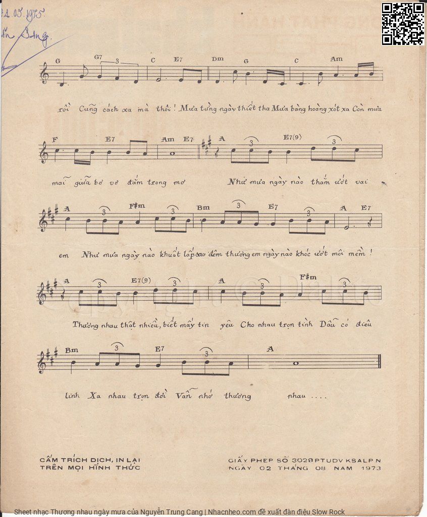 Page 3 of Sheet music PDF Thương nhau ngày mưa - Nguyễn Trung Cang