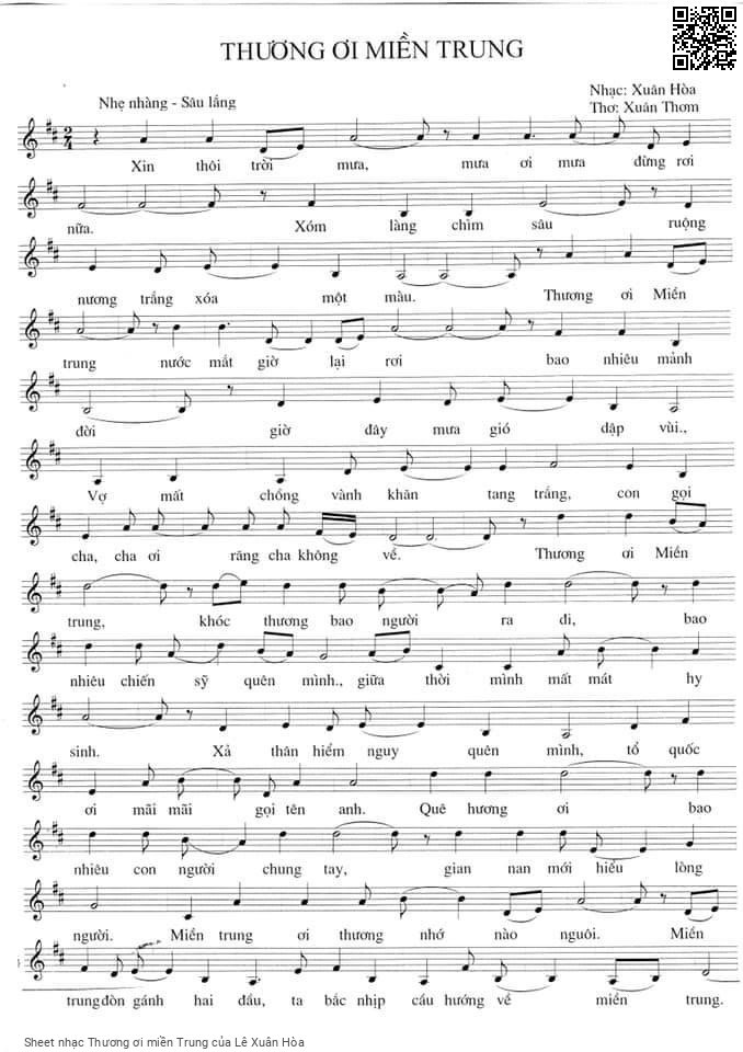 Sheet PDF of Thương ơi miền Trung