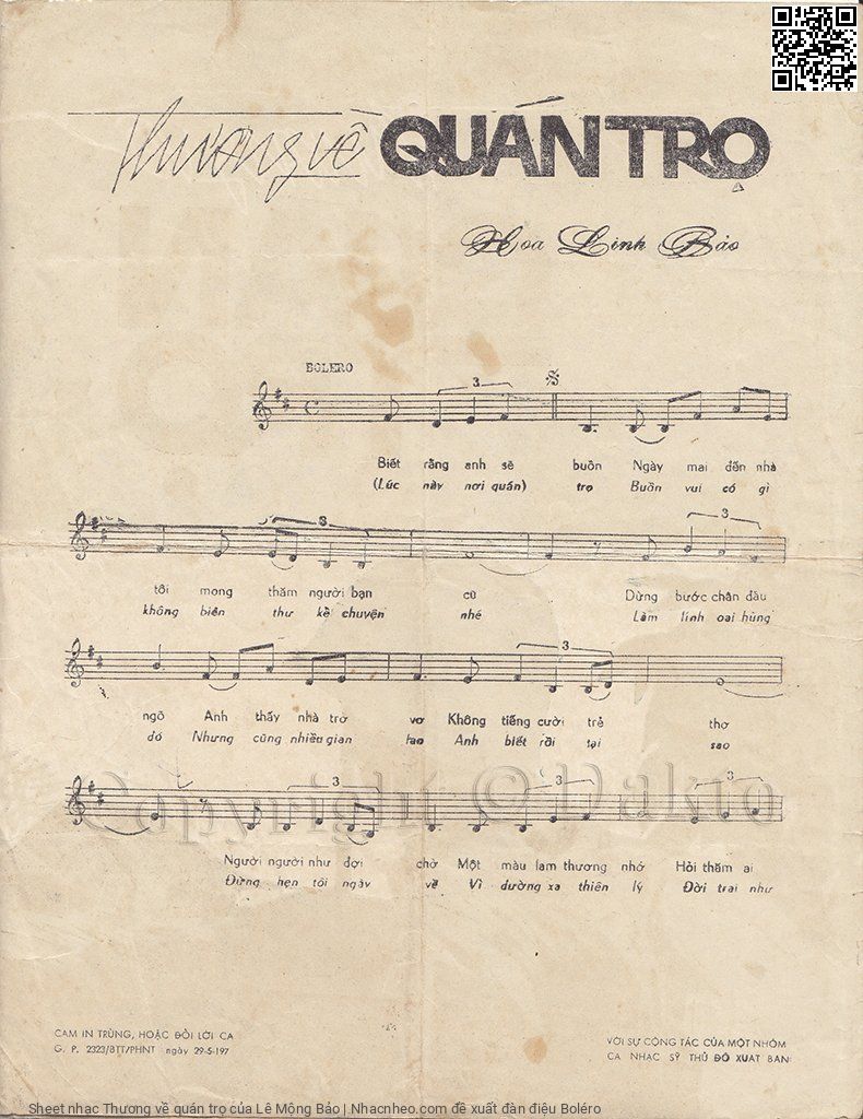 Page 2 of Sheet music PDF Thương về quán trọ - Lê Mộng Bảo