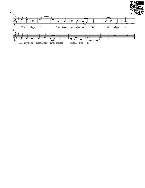 Page 2 of Sheet music PDF Thương về xứ Huế - Minh Kỳ
