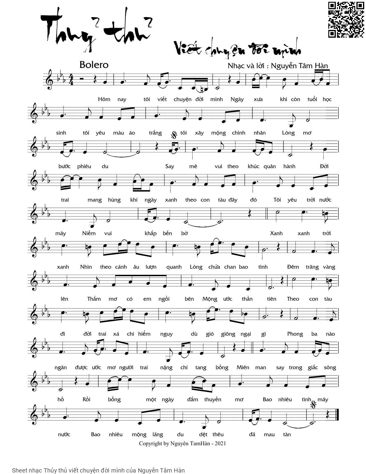 Sheet PDF of Thủy thủ viết chuyện đời mình