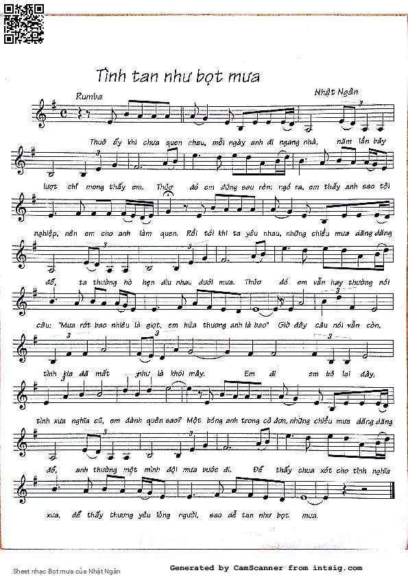 Page 1 of Sheet music PDF Bọt mưa - Nhật Ngân