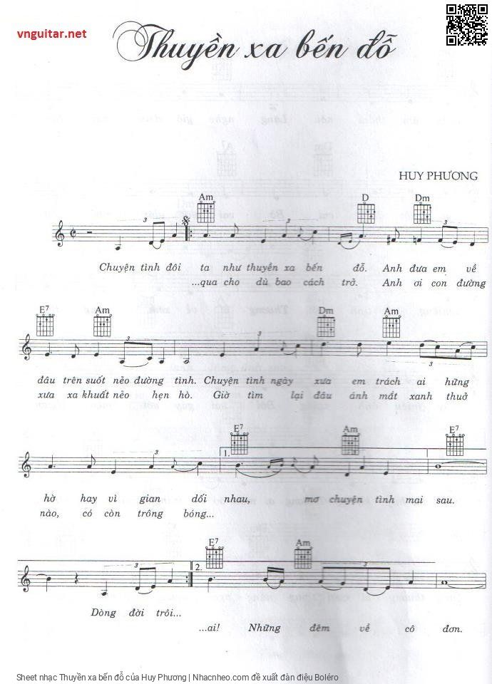 Page 1 of Sheet music PDF Thuyền xa bến đỗ - Huy Phương