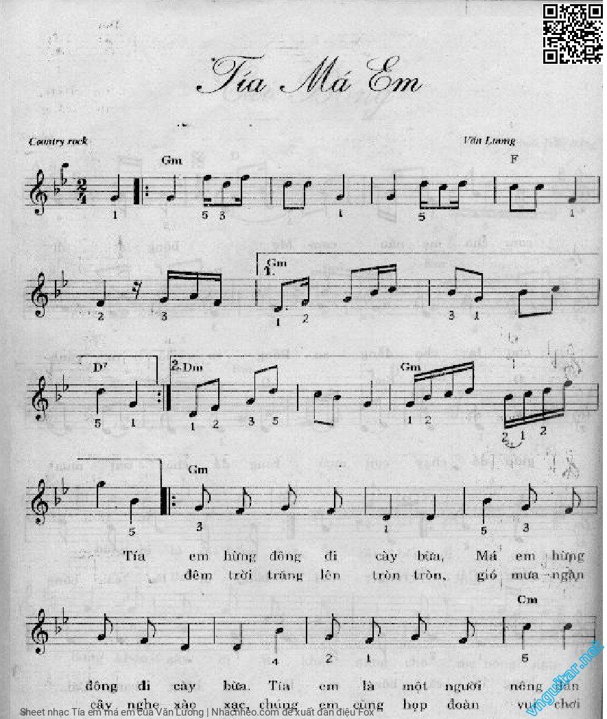 Sheet PDF of Tía em má em - Văn Lương
