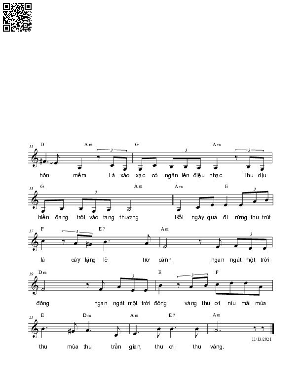 Page 2 of Sheet music PDF Tiếc mùa thu qua đi - Nguyên Bích