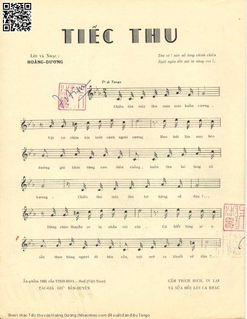 Page 2 of Sheet music PDF Tiếc thu - Hoàng Dương