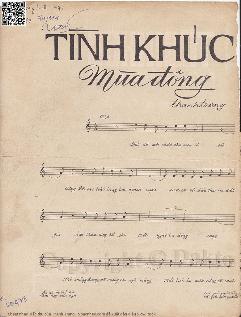 Page 2 of Sheet music PDF Tiếc thu - Thanh Trang