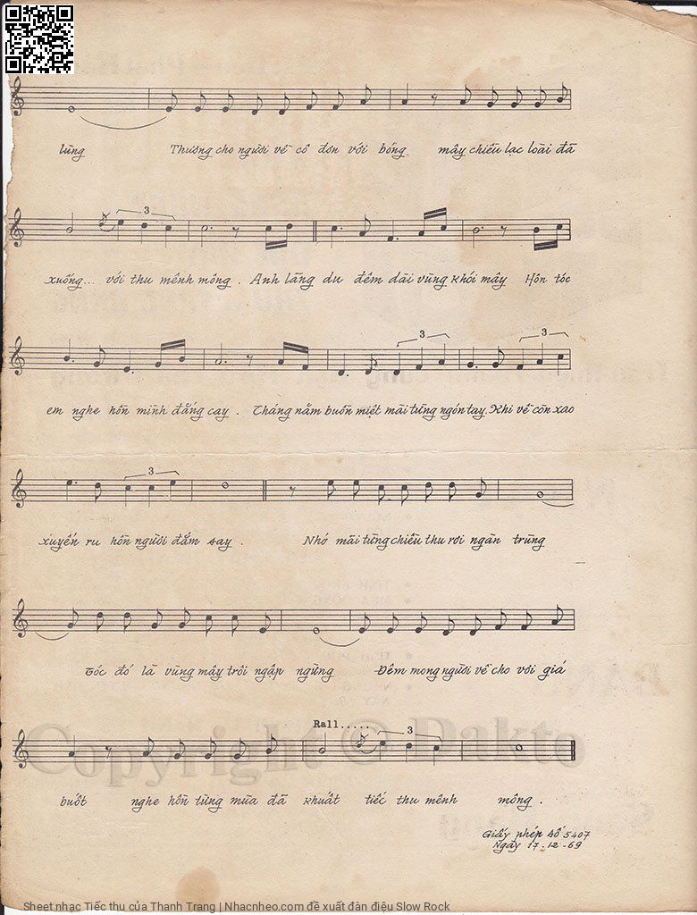 Page 3 of Sheet music PDF Tiếc thu - Thanh Trang