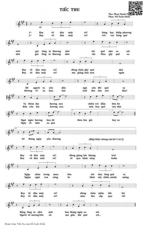 Sheet PDF of Tiếc thu - Đỗ Xuân Khẩn