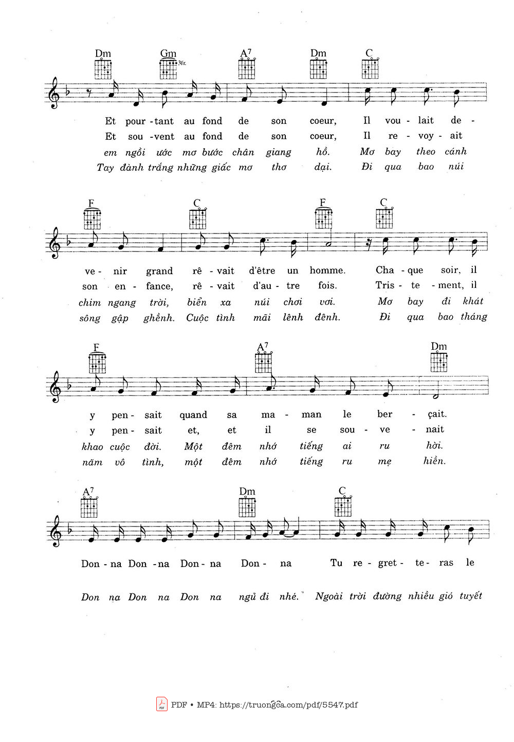 Page 2 of Sheet music PDF Tiếc thương (Donna Donna) - Nhạc Ngoại