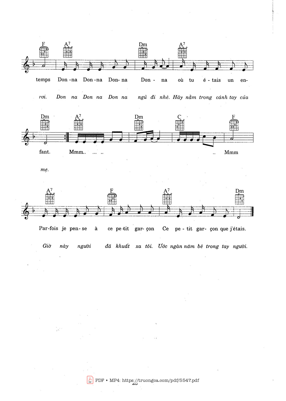 Page 3 of Sheet music PDF Tiếc thương (Donna Donna) - Nhạc Ngoại