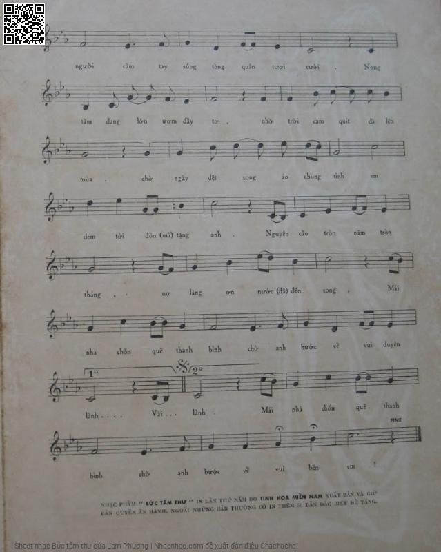 Page 3 of Sheet music PDF Bức tâm thư - Lam Phương