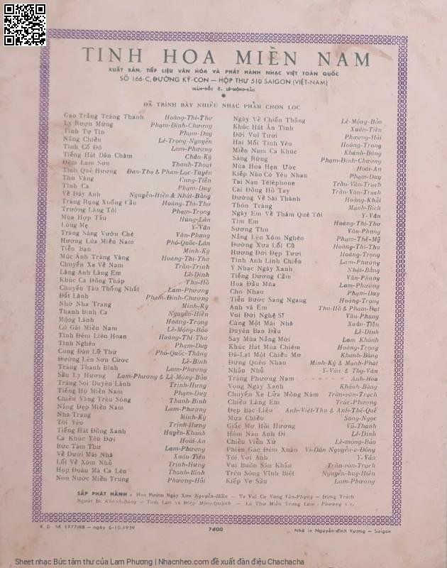 Page 4 of Sheet music PDF Bức tâm thư - Lam Phương