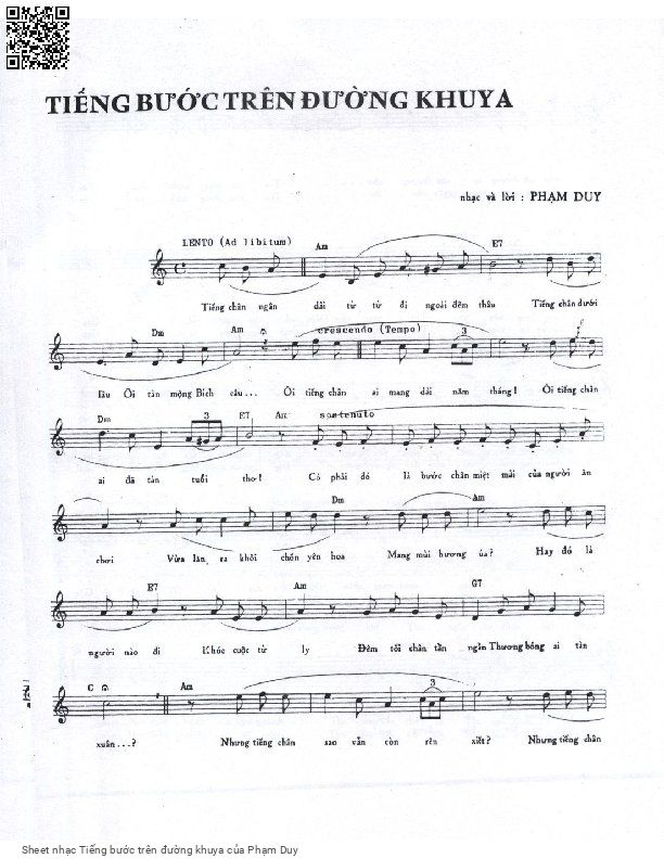 Sheet PDF of Tiếng bước trên đường khuya