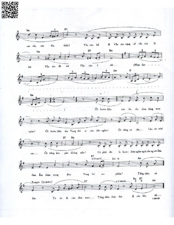 Page 2 of Sheet music PDF Tiếng bước trên đường khuya - Phạm Duy