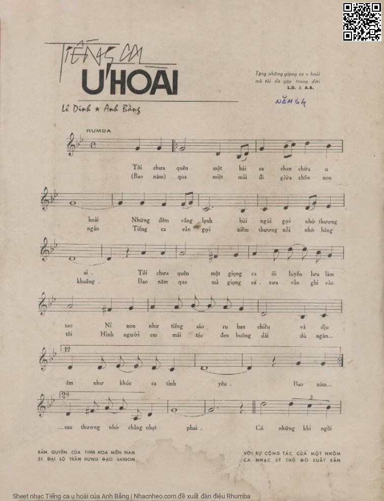 Page 2 of Sheet music PDF Tiếng ca u hoài - Anh Bằng
