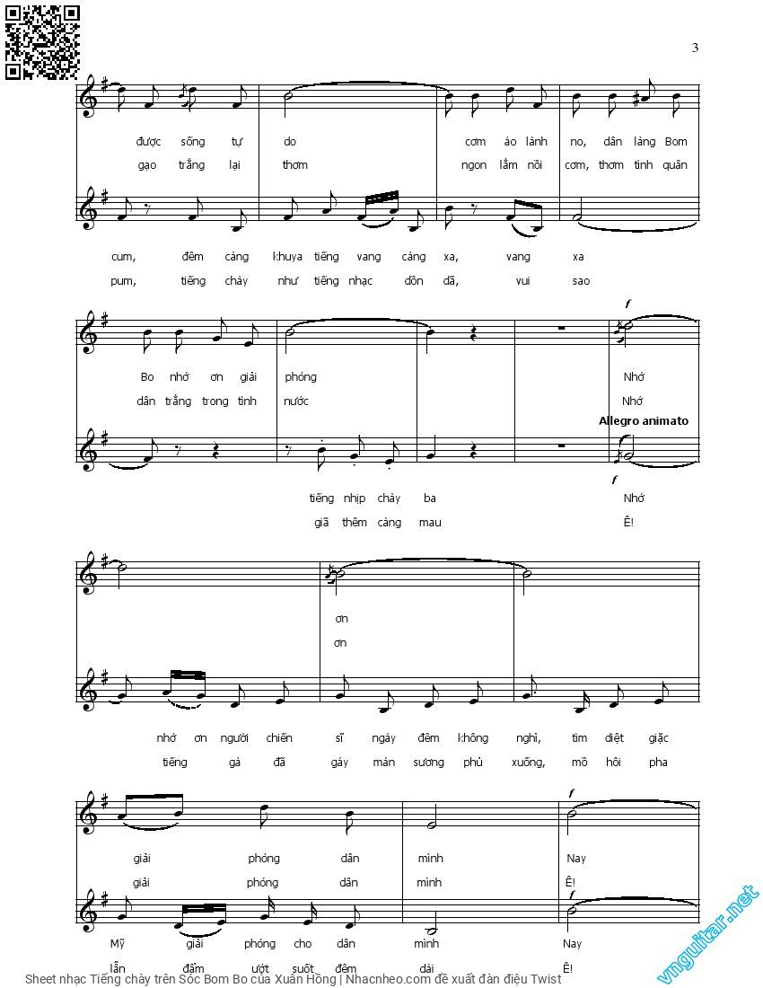 Page 3 of Sheet music PDF Tiếng chày trên Sóc Bom Bo - Xuân Hồng