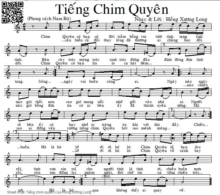 Sheet PDF of Tiếng chim quyên